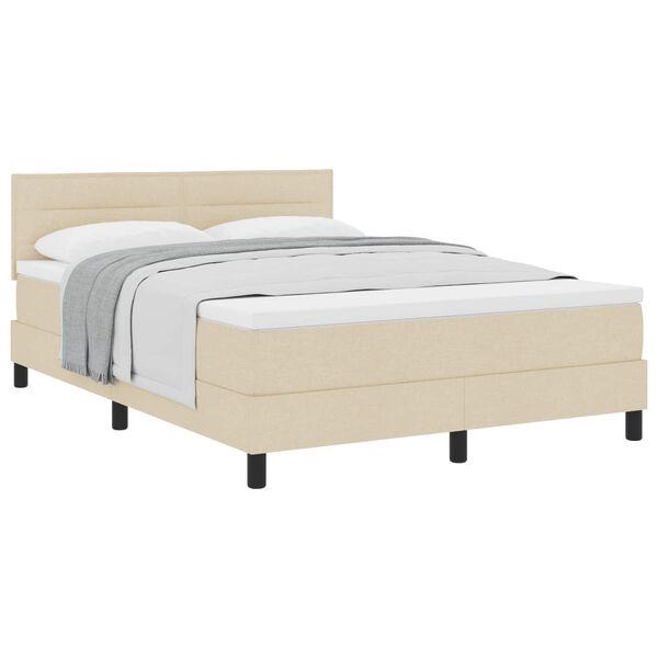 vidaXL Pat cu arcuri cu headboard Manual Crem 140 x 200 cm țesătură