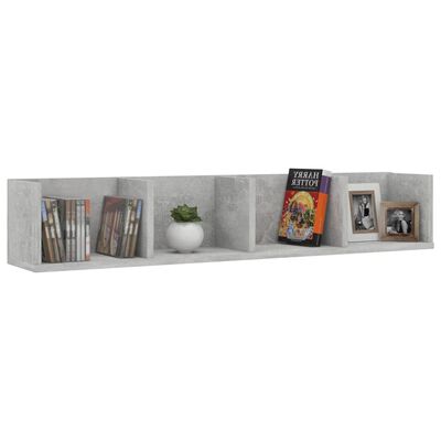 vidaXL Raft de perete CD-uri, gri beton, 100 x 18 x 18 cm, PAL