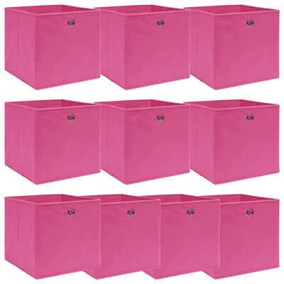 vidaXL Cutii depozitare, 10 buc., roz, 32x32x32 cm, textil