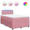 vidaXL Pat box spring cu saltea, roz, 120x200 cm, catifea