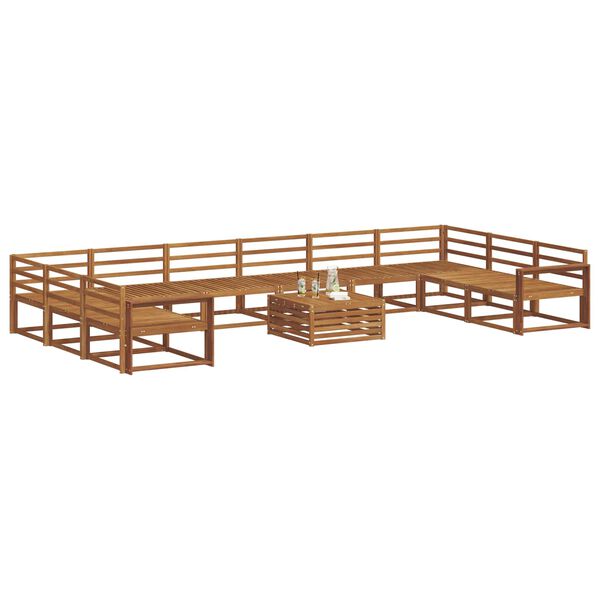 vidaXL Set de canapele de exterior 11 pcs natural Lemn Solid de Acacia