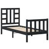 vidaXL Cadru de pat cu tăblie Small Single, negru, lemn masiv