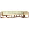 vidaXL Set de canapele de exterior cu pernă 5 pcs Natural și Crem