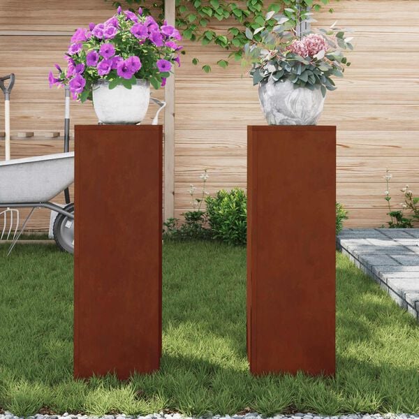 vidaXL Suport pentru plante 2 pcs Ruginit 24 x 24 x 75 cm