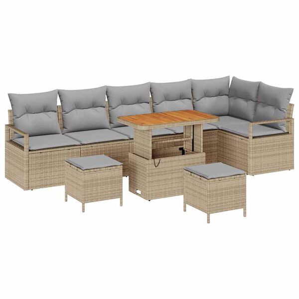 vidaXL Set de canapele pentru grădină 9 pcs Beige și gri deschis