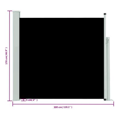 vidaXL Copertină laterală retractabilă de terasă, negru, 170x300 cm