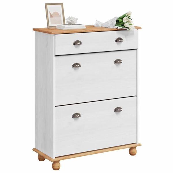 vidaXL Dulap pentru pantofi cu sertar ASKIM Alb 85 x 35 x 108 cm