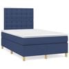 vidaXL Pat box spring cu saltea, albastru, 120x200 cm, textil