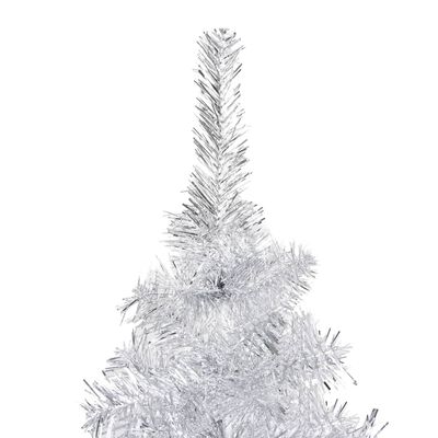vidaXL Brad Crăciun pre-iluminat cu set globuri, argintiu, 150 cm, PET