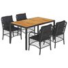 vidaXL Set mobilier de grădină cu perne, 5 piese, negru, poliratan