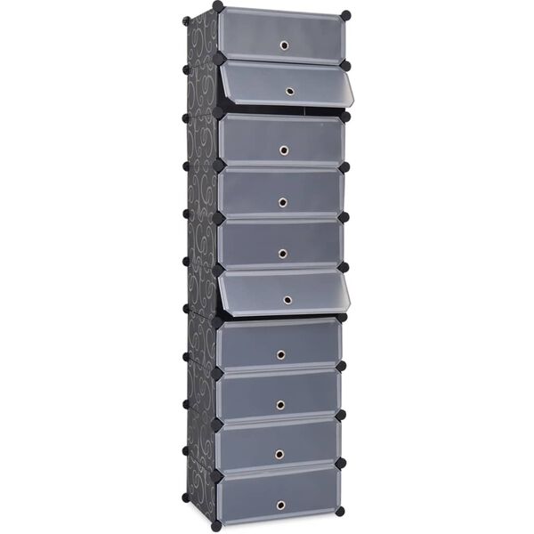 vidaXL Organizator de pantofi interconectat, 10 compartimente, negru