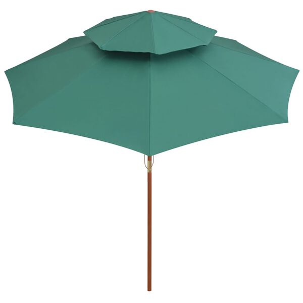 vidaXL Umbrelă de soare dublă, 270x270 cm, stâlp de lemn, verde