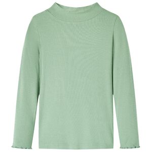 vidaXL Tricou de copii cu m&acirc;neci lungi, guler tunică, verde mentă &icirc;nchis, 128
