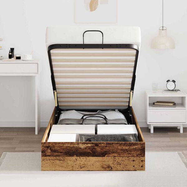 vidaXL Cadru de pat otoman Lemn vechi 75,5 x 190 cm Lemn prelucrat