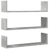 vidaXL Rafturi perete, 3 buc., gri beton, 80x18x18 cm, lemn prelucrat