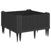 vidaXL Jardinieră de grădină cu țăruși, negru, 42,5x42,5x28,5 cm, PP