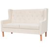 vidaXL Canapea cu 2 locuri, material textil, alb crem
