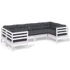 vidaXL Set mobilier de grădină cu perne, 6 piese, alb, lemn de pin