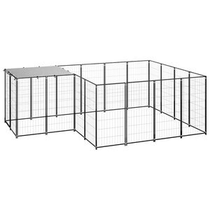 vidaXL Padoc pentru c&acirc;ini, negru, 6,05 m&sup2;, oțel