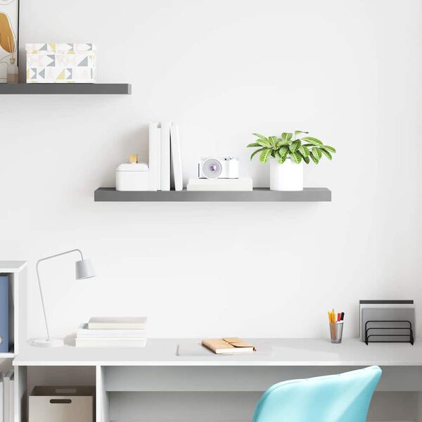 vidaXL Raft de perete suspendat, gri, 90x23,5x3,8 cm, MDF