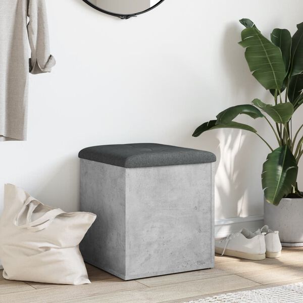 vidaXL Bancă de depozitare, gri beton, 42x42x45 cm, lemn prelucrat