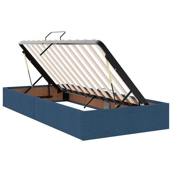 vidaXL Pat cu storage albastru 200 x 200 cm Piele artificială