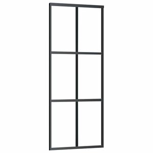vidaXL Ușă glisantă, negru, 76x205 cm, sticlă ESG și aluminiu