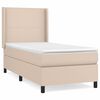 vidaXL Pat box spring cu saltea, cappuccino, 100x200cm piele ecologică