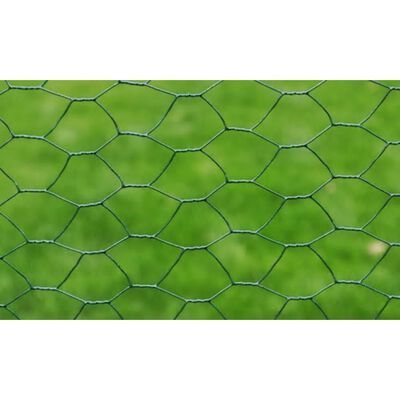 vidaXL Plasă de sârmă găini, verde, 25 x 0,5 m, oțel galvanizat cu PVC