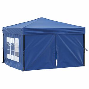 vidaXL Cort pliabil pentru petrecere, pereți laterali, albastru, 3x3 m