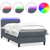 vidaXL Pat cu arcuri cu saltea și LED, gri &icirc;nchis, 100x220 cm, catifea