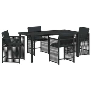 vidaXL Set de masă pentru grădină 5 pcs Negru poliratan