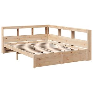 vidaXL Pat cu bibliotecă fără saltea, 160x200 cm, lemn masiv de pin