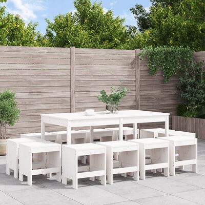 vidaXL Set mobilier de grădină, 13 piese, alb, lemn masiv de pin