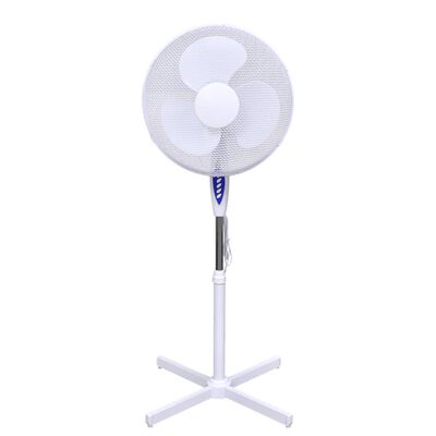 Ventilator oscilant cu picior, înălțime-înclinare reglabile, alb, 60 W