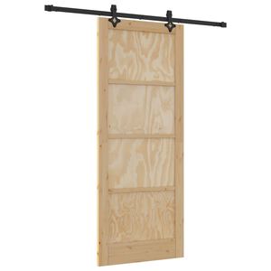 vidaXL Ușă glisantă Natural și Negru 86 x 211 cm Lemn masiv de pin