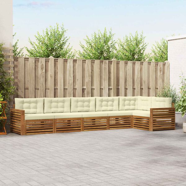 vidaXL Set de canapele de exterior cu pernă 6 pcs Natural și Crem