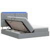 vidaXL Pat cu LED și saltea Gri deschis 180 x 200 cm Țesătură