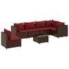 vidaXL Set mobilier de grădină cu perne, 7 piese, maro, poliratan