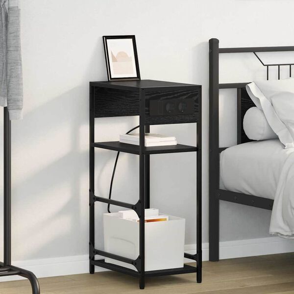 vidaXL Dulap de noapte Stejar Negru 40 x 27 x 76 cm Lemn compozit