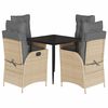 vidaXL Set mobilier de grădină cu perne, 5 piese, bej, poliratan