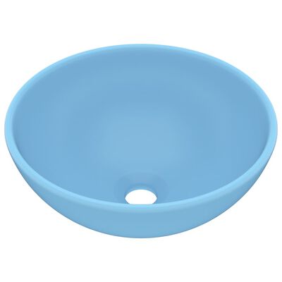 vidaXL Chiuvetă baie lux albastru mat 32,5x14 cm ceramică rotund