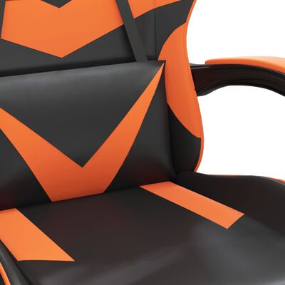 vidaXL Scaun de gaming cu suport picioare, negru/oranj, piele eco