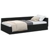 vidaXL Cadru de pat colțar cu headboard Negru 90 cm x 200 cm țesătură