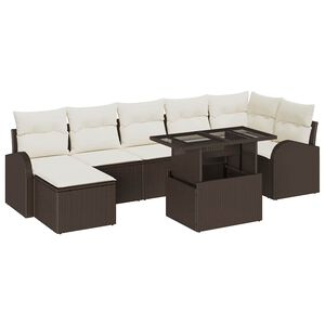 vidaXL Set de canapele pentru grădină cu pernă 8 pcs maro și crem