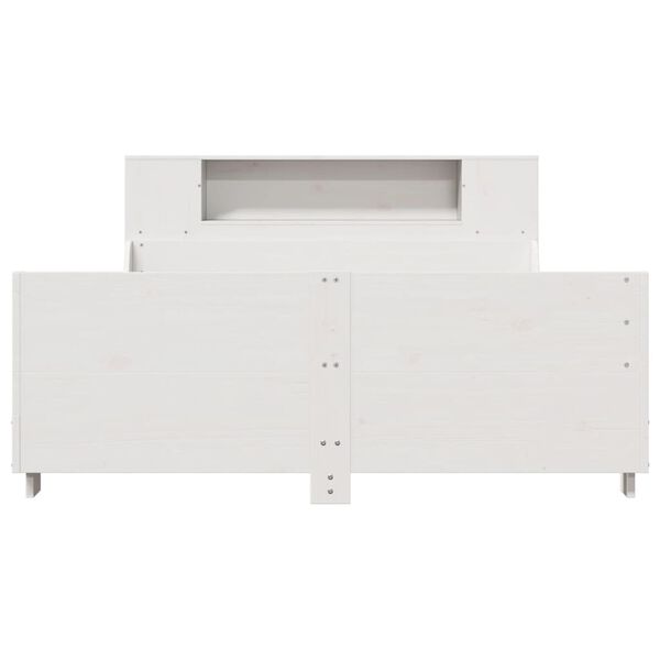 vidaXL Cadru de pat fără saltea, alb, 150x200 cm, lemn masiv pin