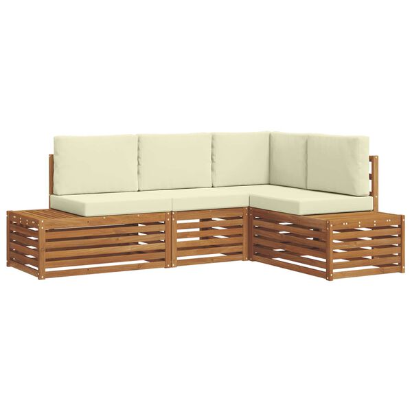 vidaXL Set de canapele de exterior cu pernă 4 Bucată Natural și Crem