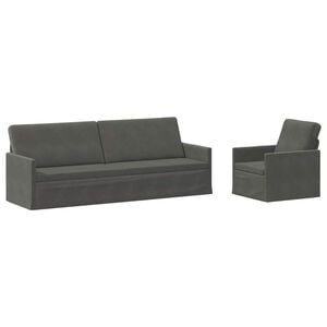 vidaXL Set de canapea 2 pcs Gri &icirc;nchis Țesătură din corduroy