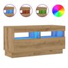 vidaXL Dulap TV lumini LED stejar artizanal 80x35x40 cm lemn prelucrat