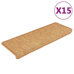 vidaXL Covorașe scări autoadezive, 15 buc. aspect sisal, 65x21x4cm sisal